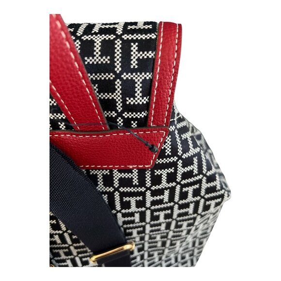 Tommy Hilfiger Women’s Navy Backpack – Logo Print with Red Trim – Gold Hardware - Picture 6 of 9